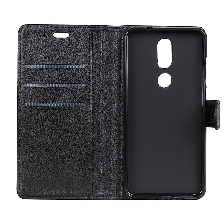 Litchi Skin PU Leather Wallet Stand Phone Shell for Wiko View Prime - Black-4