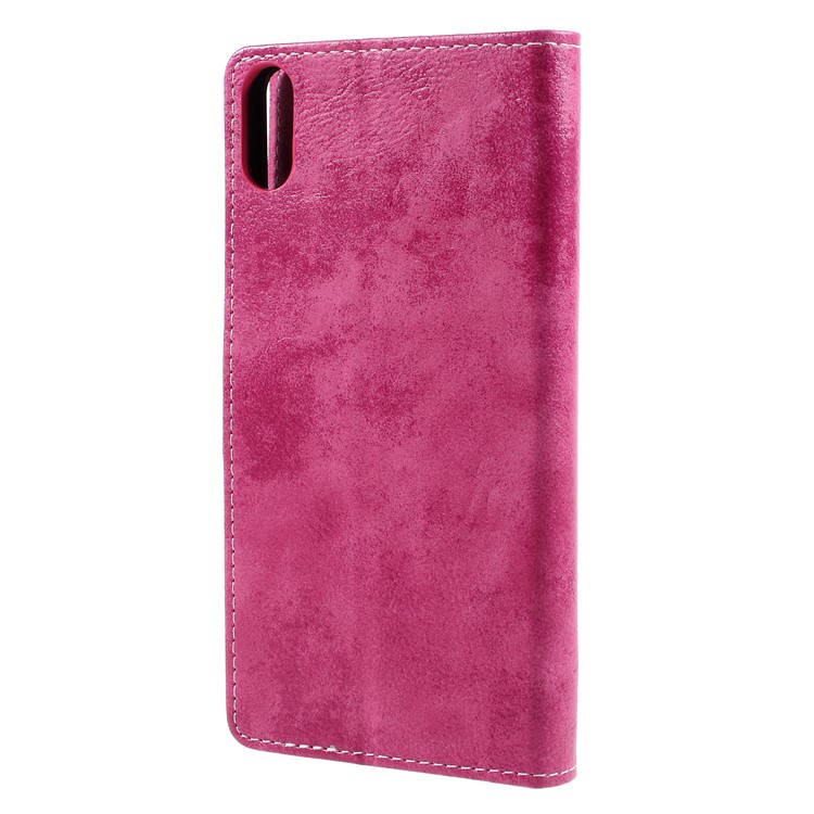 Vintage Style PU Leather Wallet Stand Case for Wiko Robby 2 - Rose-2