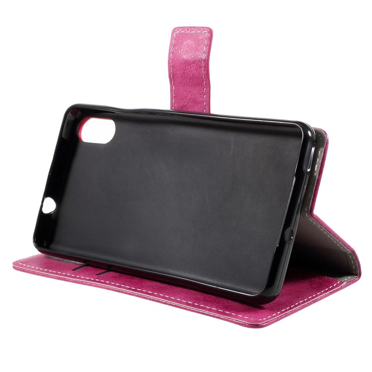 Vintage Style PU Leather Wallet Stand Case for Wiko Robby 2 - Rose-4