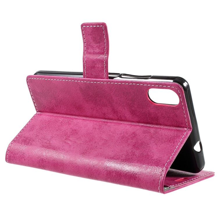 Vintage Style PU Leather Wallet Stand Case for Wiko Robby 2 - Rose-5