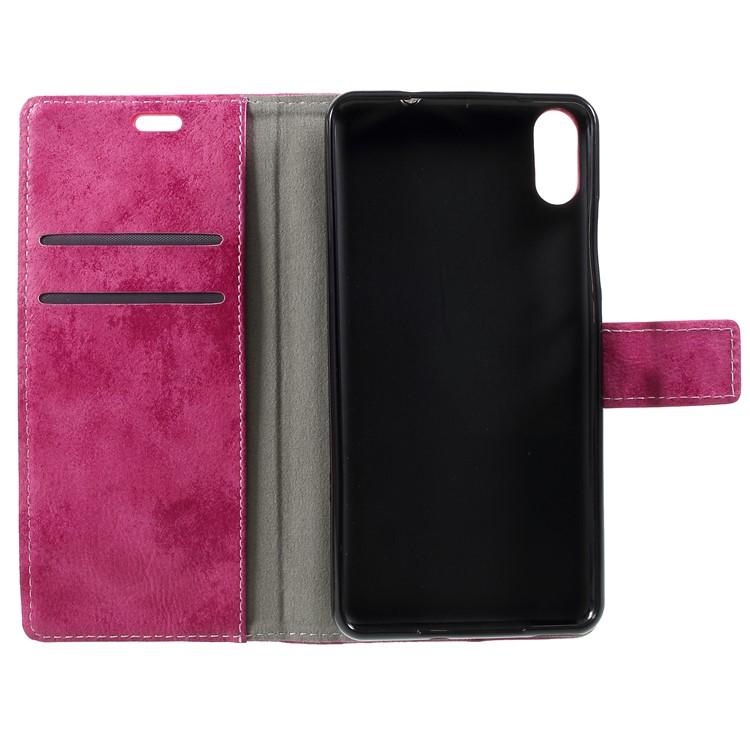 Vintage Style PU Leather Wallet Stand Case for Wiko Robby 2 - Rose-6