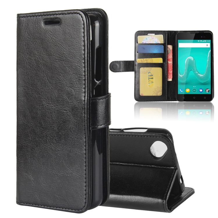 Crazy Horse PU Leather Wallet Stand Case for Wiko Sunny 2 Plus - Black-1