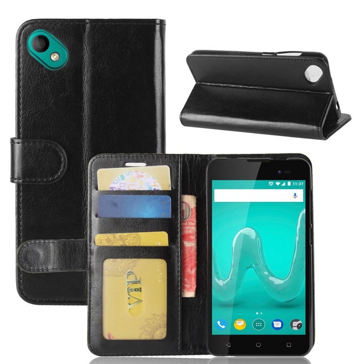 Crazy Horse PU Leather Wallet Stand Case for Wiko Sunny 2 Plus - Black-8