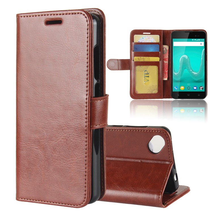 Crazy Horse PU Leather Card Holder Mobile Case for Wiko Sunny 2 Plus - Brown-1