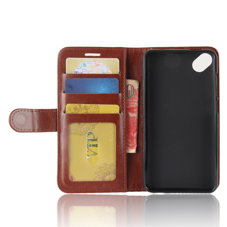 Crazy Horse PU Leather Card Holder Mobile Case for Wiko Sunny 2 Plus - Brown-4