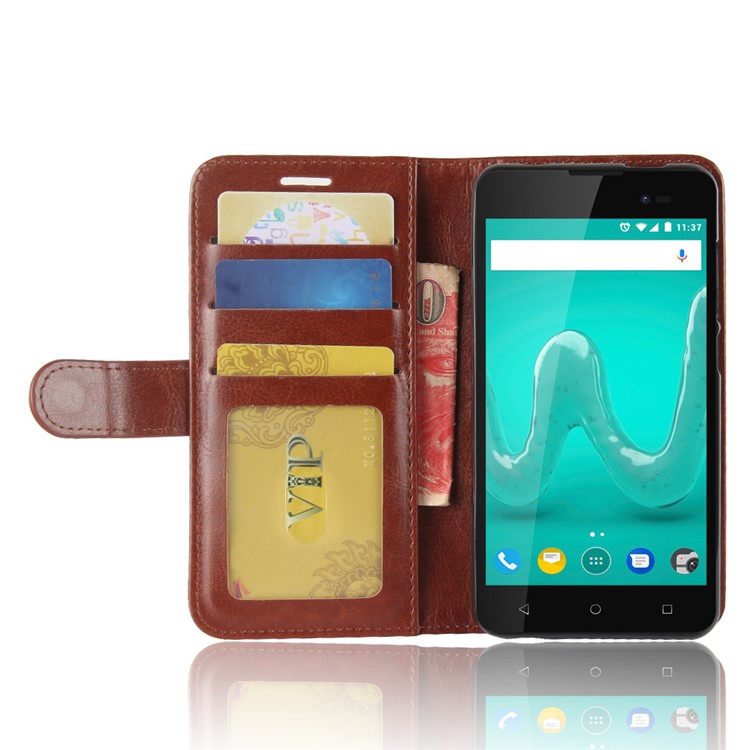 Crazy Horse PU Leather Card Holder Mobile Case for Wiko Sunny 2 Plus - Brown-5