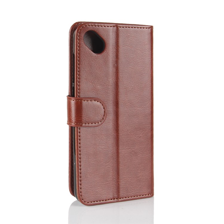 Crazy Horse PU Leather Card Holder Mobile Case for Wiko Sunny 2 Plus - Brown-7