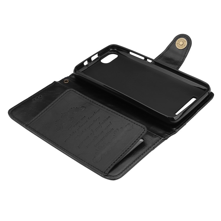 5-Slot Vintage Oil Wax Leather Wallet Shell Casing for Wiko Lenny 3 - Black-4