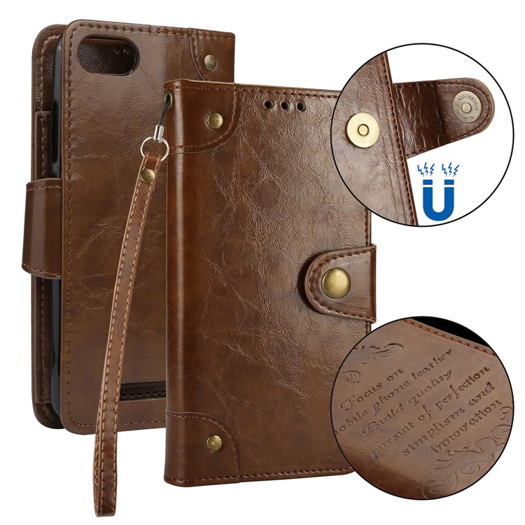 5-Slot Vintage Oil Wax Leather Wallet Phone Shell Accessory for Wiko Lenny 3 - Brown-1