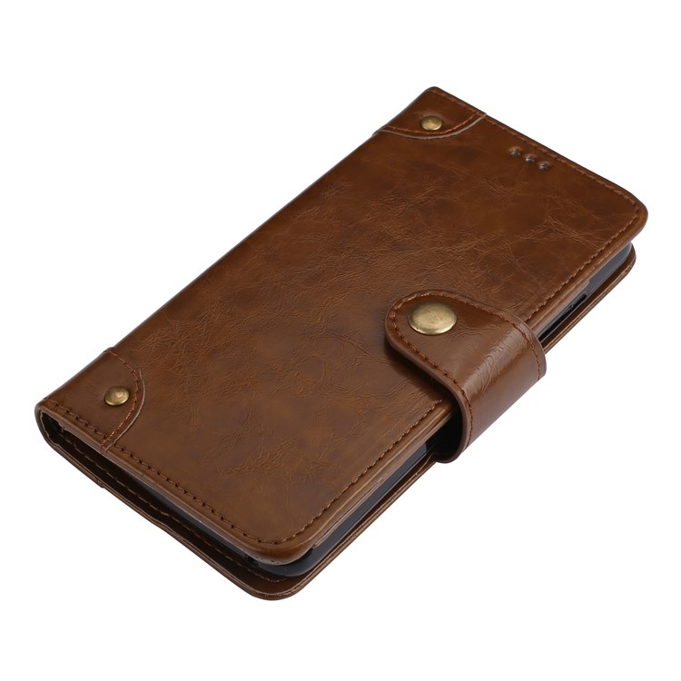 5-Slot Vintage Oil Wax Leather Wallet Phone Shell Accessory for Wiko Lenny 3 - Brown-3