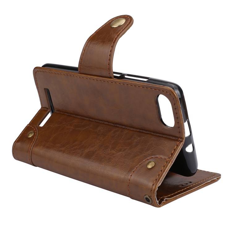 5-Slot Vintage Oil Wax Leather Wallet Phone Shell Accessory for Wiko Lenny 3 - Brown-6