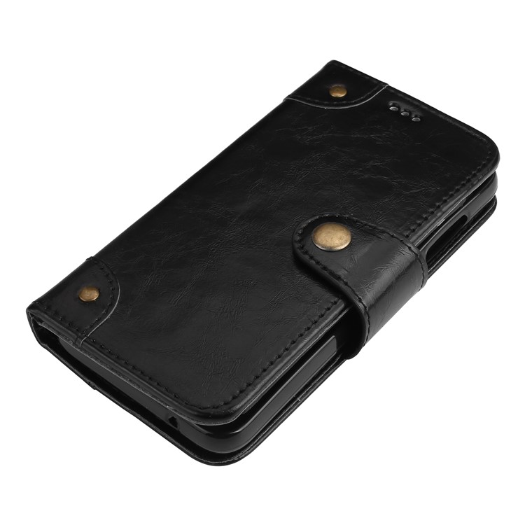 5-Slot Vintage Oil Wax Leather Phone Casing with Stand for Wiko Lenny 4 - Black-3