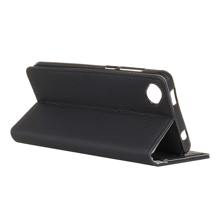 Litchi Texture PU Leather Wallet Stand Phone Case for Wiko Sunny 2 Plus - Black-3