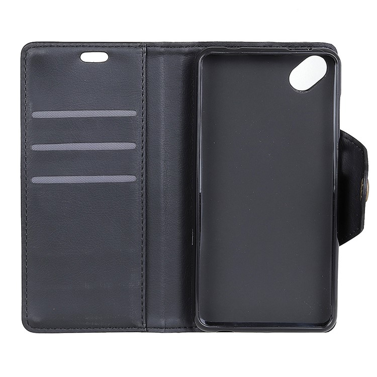 For Wiko Sunny 2 Plus Crazy Horse Textured Leather Wallet Stand Mobile Case - Black-3