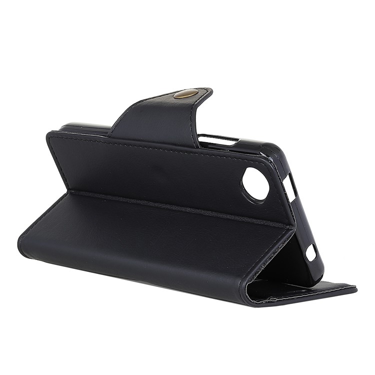 For Wiko Sunny 2 Plus Crazy Horse Textured Leather Wallet Stand Mobile Case - Black-4