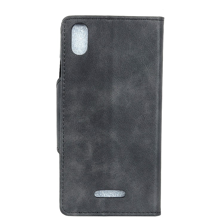 Textured PU Leather Wallet Phone Casing Shell with Stand for Wiko Lenny 4 Plus - Black-2