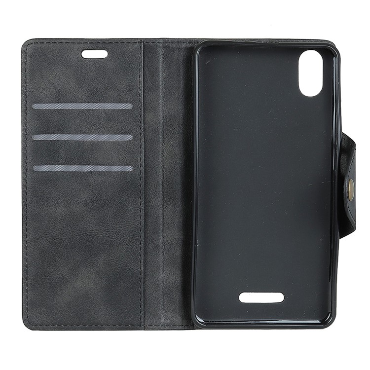 Textured PU Leather Wallet Phone Casing Shell with Stand for Wiko Lenny 4 Plus - Black-3