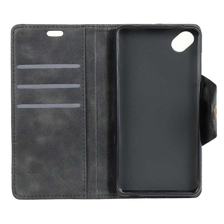 Textured PU Leather Wallet Phone Case with Stand for Wiko Sunny 2 Plus - Black-3