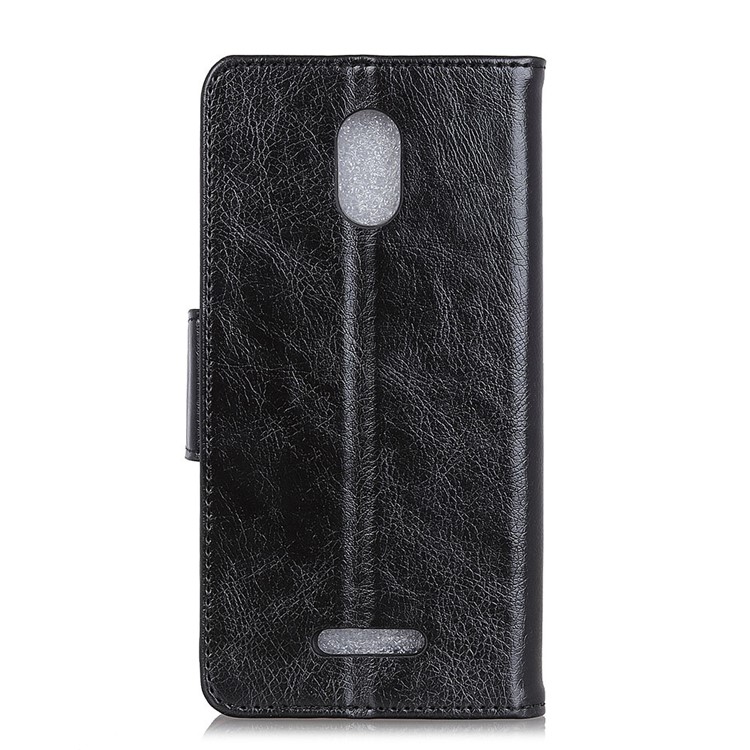 Textured Split Leather Wallet Stand Phone Cover for WIKO Jerry 3 - Black-4