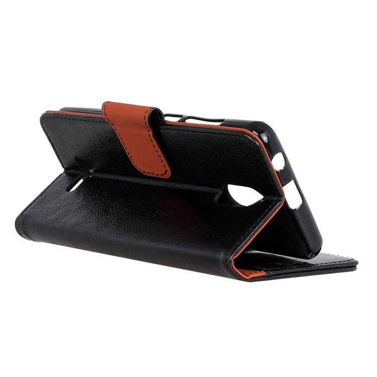 Textured Split Leather Wallet Stand Phone Cover for WIKO Jerry 3 - Black-6