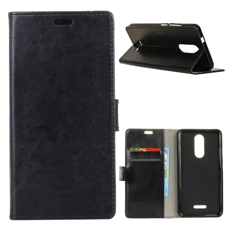 Crazy Horse Texture Wallet Stand Leather Case for Wiko View Lite - Black-1