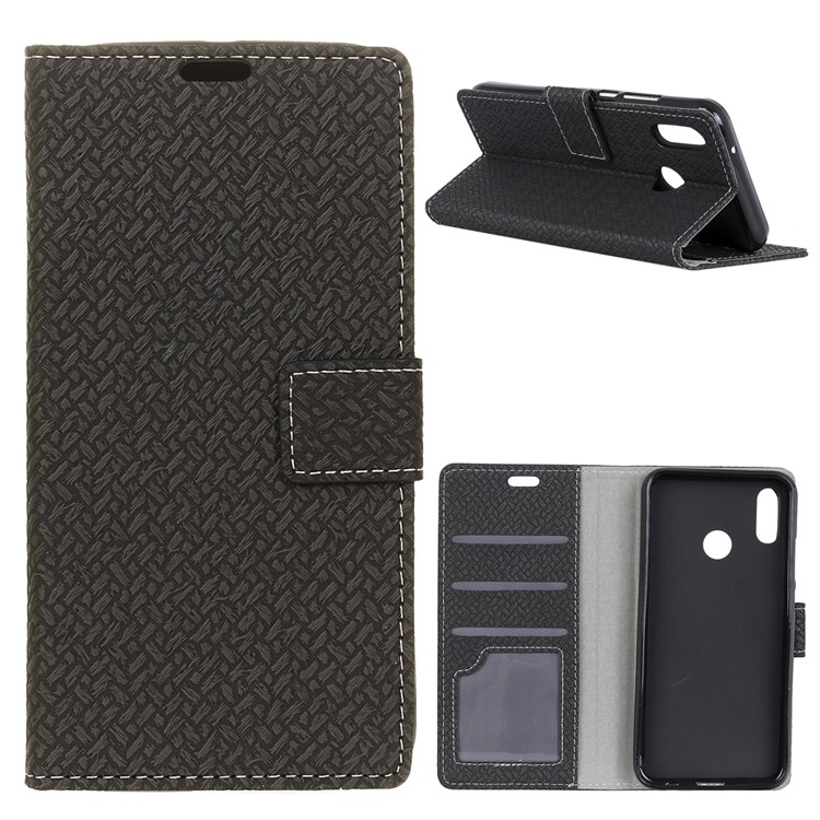 Woven Texture Wallet Magnetic Stand Leather Case for Wiko View2 PRO - Black-1