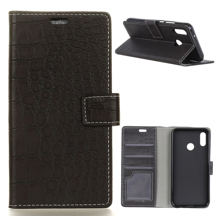 Crocodile Texture PU Leather Magnetic Stand Wallet Phone Case for Wiko View2 PRO - Black-1