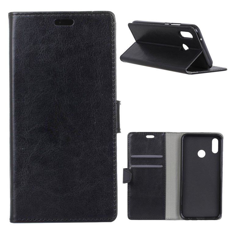 Crazy Horse Texture Wallet Stand Leather Case for Wiko View2 - Black-1