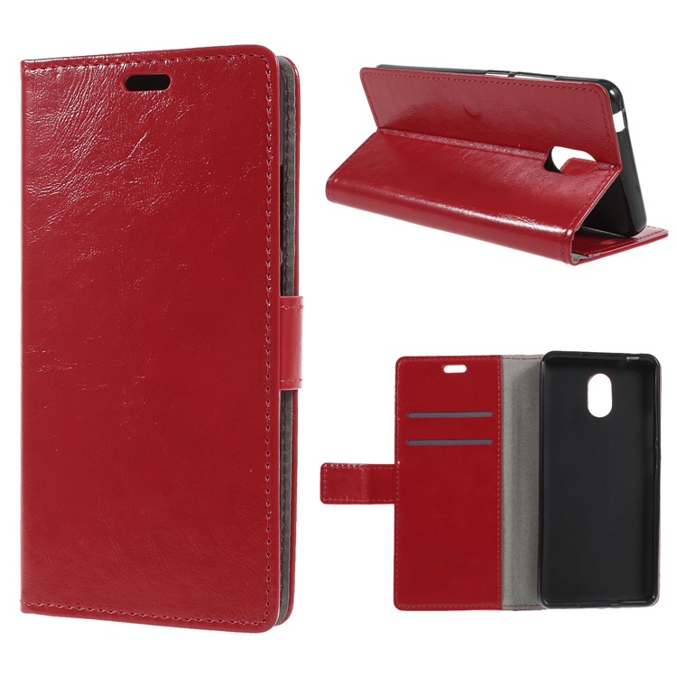 Crazy Horse Wallet Leather Protection Mobile Phone Case for Wiko Lenny 5 - Red-1