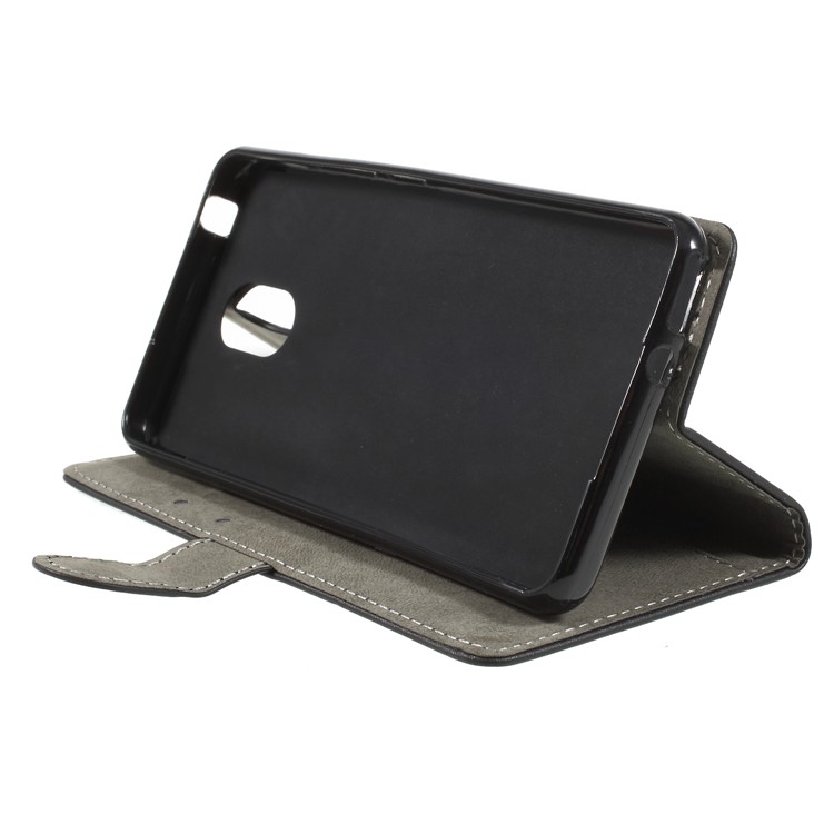 Wallet Stand Leather Protection Cell Phone Case for Wiko Lenny 5 - Black-4