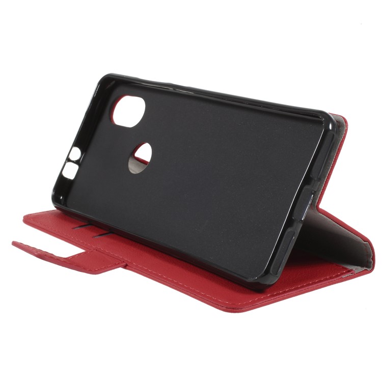 Folio Flip PU Leather Wallet Stand Mobile Phone Case for Wiko View2 - Red-4