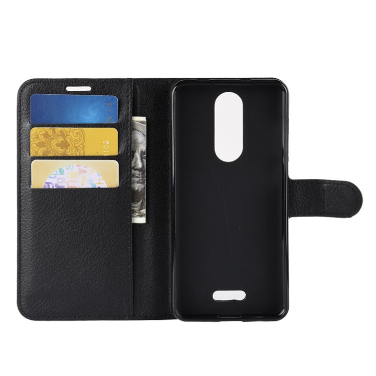 Litchi Skin Stand Wallet Leather Case for Wiko View Lite - Black-3
