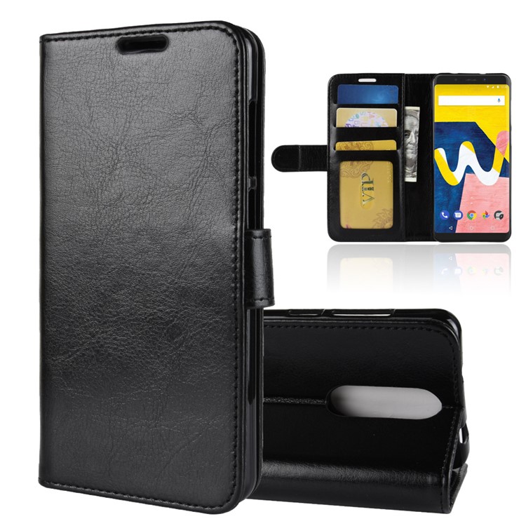 Crazy Horse PU Leather Wallet Cell Phone Case Cover for Wiko View Lite - Black-1