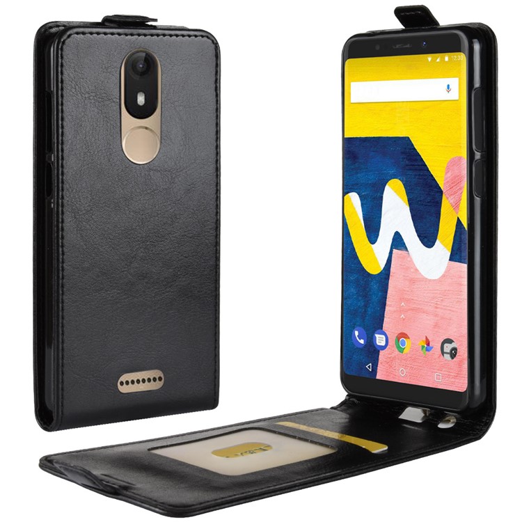 Crazy Horse Vertical Flip Leather Card Holder Case for Wiko View Lite - Black-1