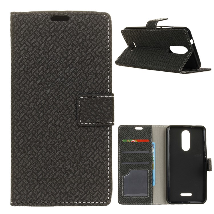 Woven Texture Wallet Magnetic Stand Leather Case for Wiko Jerry 3 - Black-1