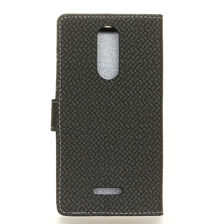 Woven Texture Wallet Magnetic Stand Leather Case for Wiko Jerry 3 - Black-3