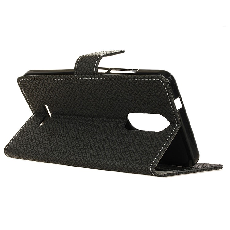Woven Texture Wallet Magnetic Stand Leather Case for Wiko Jerry 3 - Black-5