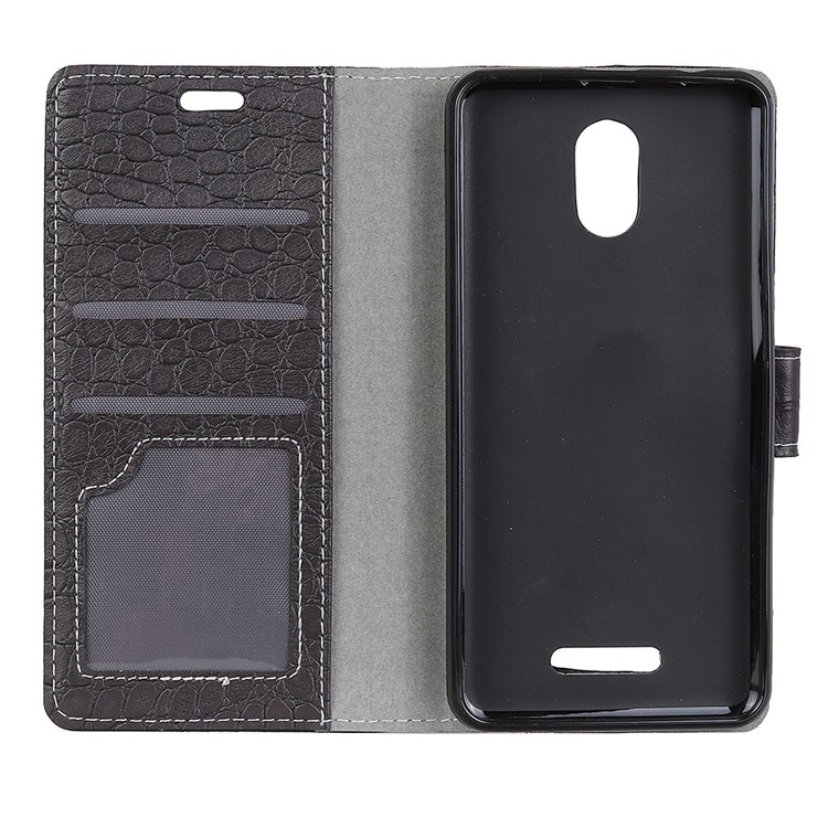 Crocodile Texture PU Leather Magnetic Wallet Case for Wiko Jerry 3 - Black-4