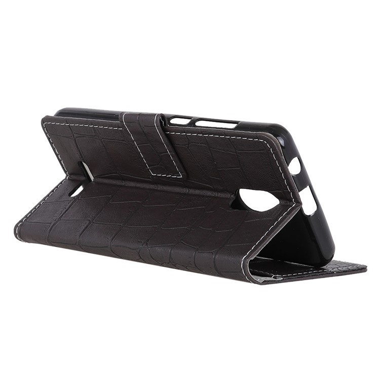 Crocodile Texture PU Leather Magnetic Wallet Case for Wiko Jerry 3 - Black-5