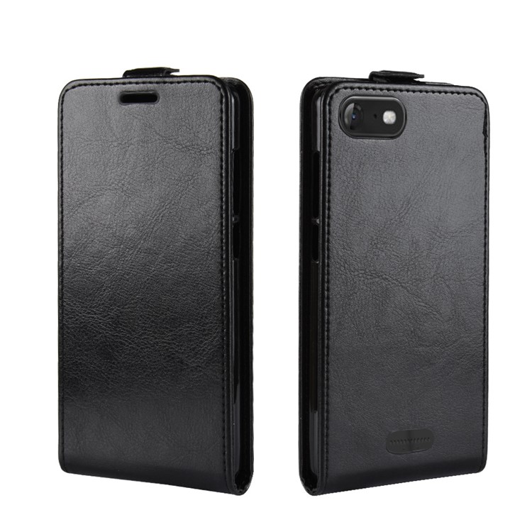 Crazy Horse Vertical Leather Card Holder Case for Wiko Tommy 3 - Black-2