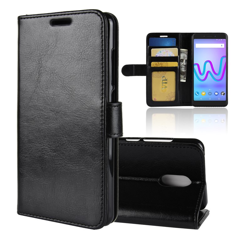 Crazy Horse Wallet Leather Stand Case for Wiko Jerry 3 - Black-1
