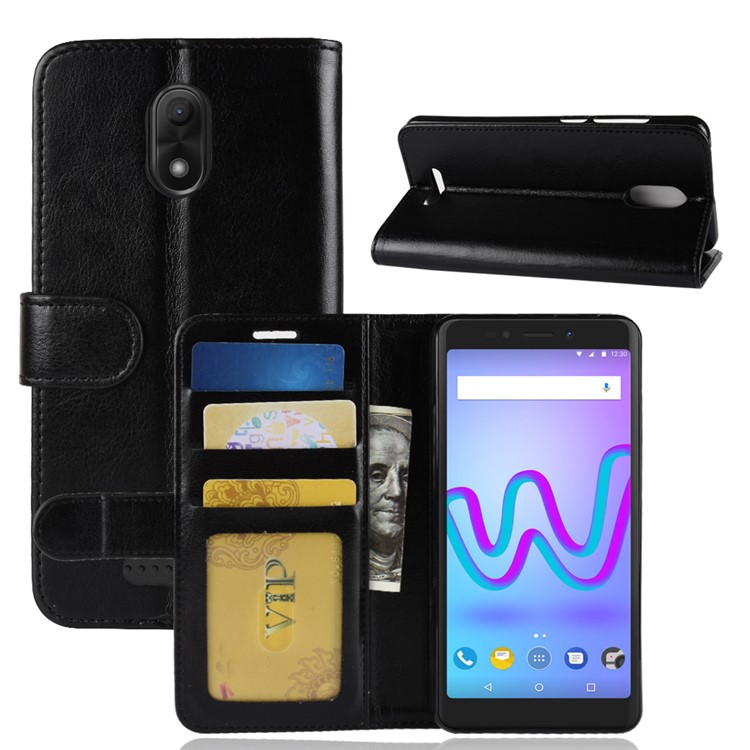 Crazy Horse Wallet Leather Stand Case for Wiko Jerry 3 - Black-2