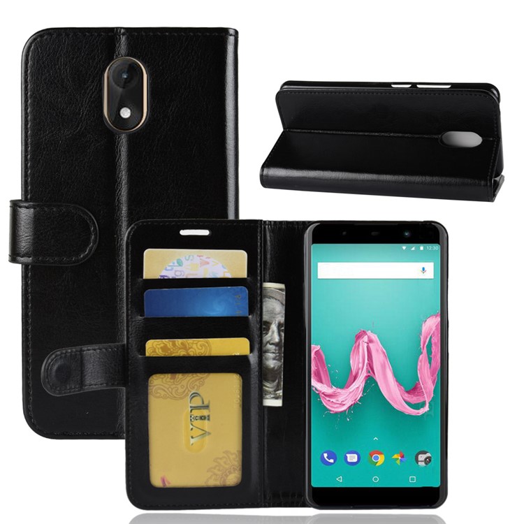 Crazy Horse Leather Wallet Case for Wiko Lenny 5 - Black-8
