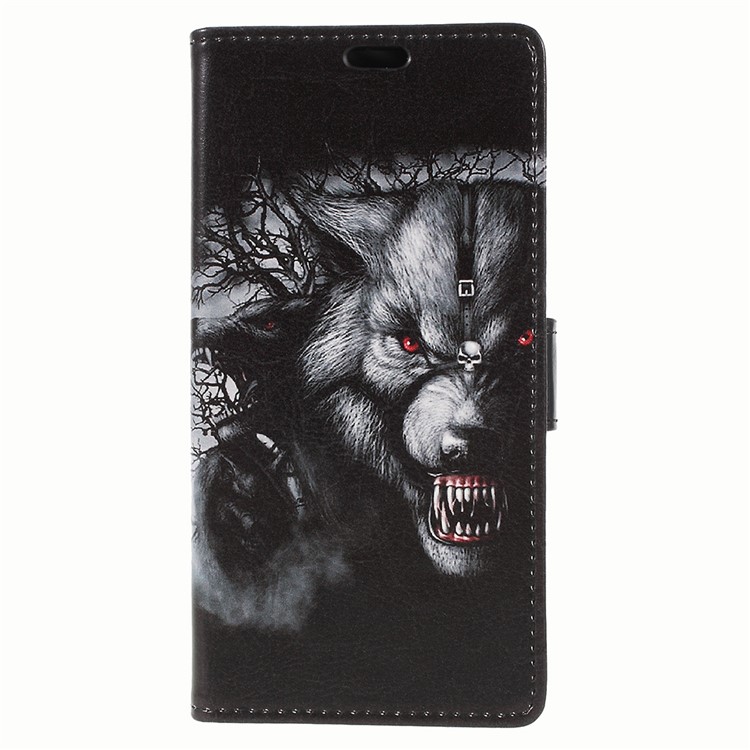 Pattern Printing Wallet Leather Cell Phone Shell for Wiko View2 - Fierce Wolf-3