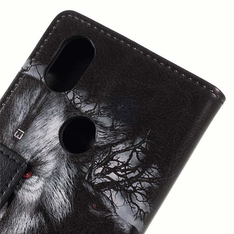 Pattern Printing Wallet Leather Cell Phone Shell for Wiko View2 - Fierce Wolf-5