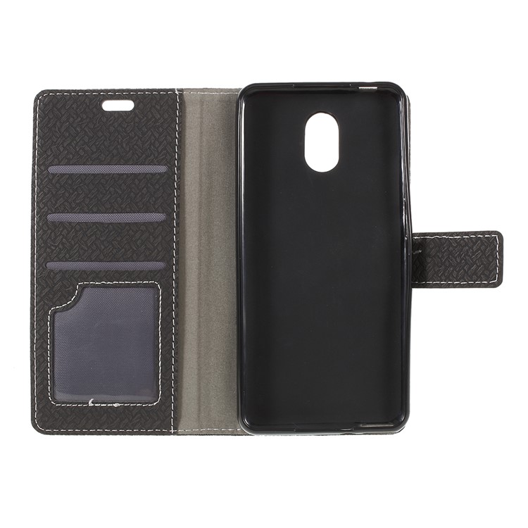 Woven Texture Wallet Magnetic Leather Phone Casing for Wiko Lenny 5 - Black-10