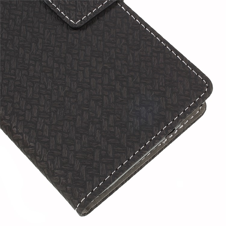 Woven Texture Wallet Magnetic Leather Phone Casing for Wiko Lenny 5 - Black-4