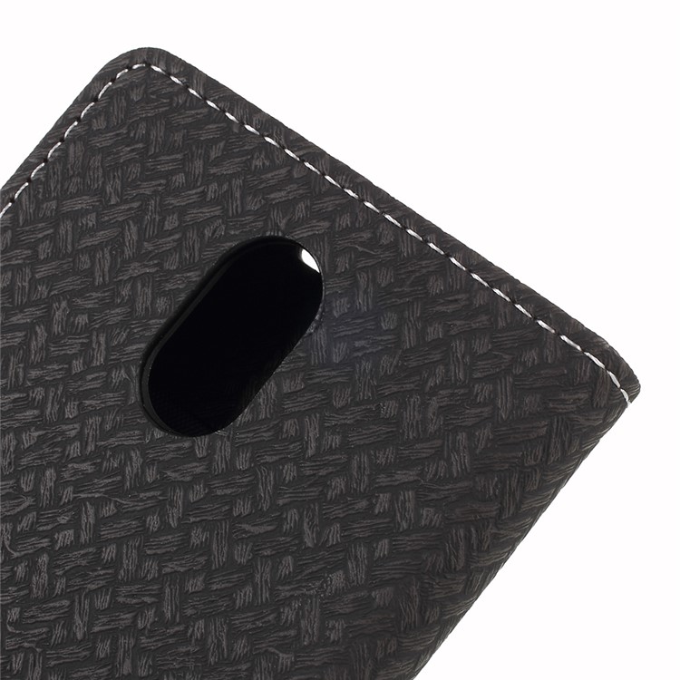 Woven Texture Wallet Magnetic Leather Phone Casing for Wiko Lenny 5 - Black-5