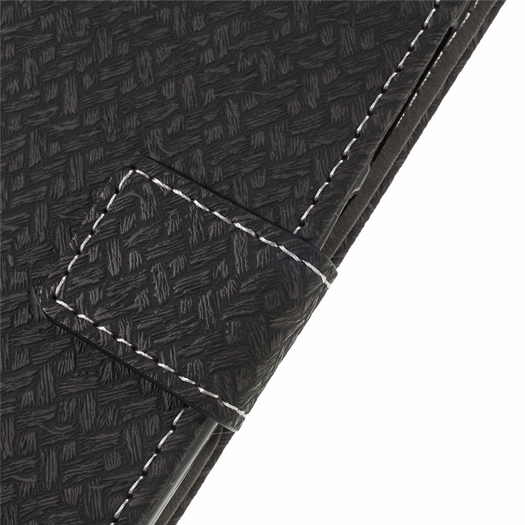 Woven Texture Wallet Magnetic Leather Phone Casing for Wiko Lenny 5 - Black-6