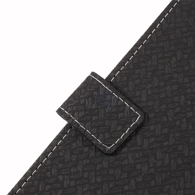 Woven Texture Wallet Magnetic Leather Phone Casing for Wiko Lenny 5 - Black-7